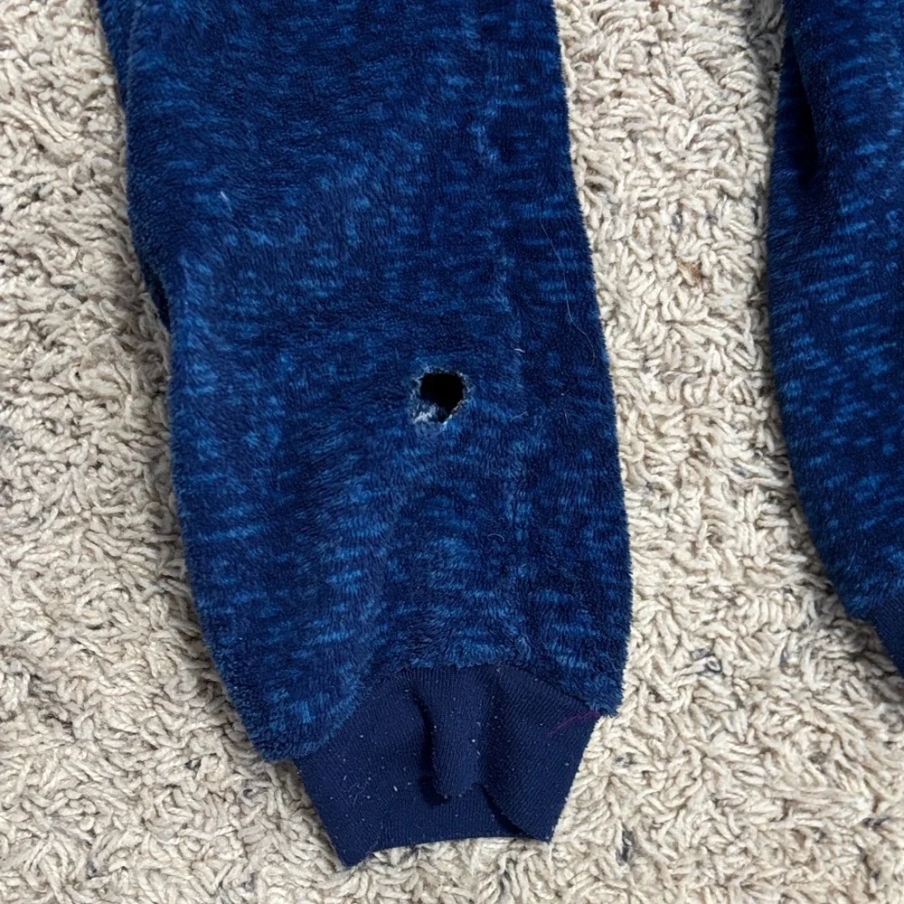 Kids Fuzzy Monster Hooded One Piece - Navy and Lime Onesie